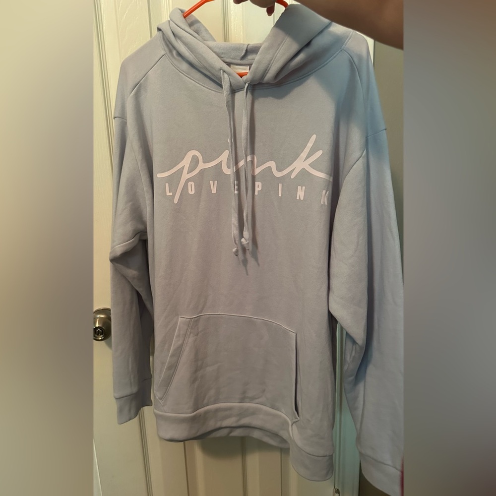 NWT Victoria's Secret Pink Love Pink Blue Hoodie 5GS8